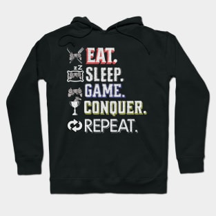 Eat Sleep Game Conquer Repeat Gamer Quote Hoodie